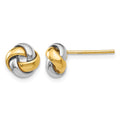 14k Two-tone 8mm Polished Love Knot Post Earrings, 8 x 8 mm