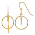 14k Polished Circles Dangle French Hook Earrings, 33 x 17 mm