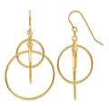14k Polished Circles Dangle French Hook Earrings, 50 x 26 mm