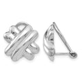 14k White Gold 14mm Polished X Omega Back Non-pierced Earrings, 14 x 13 mm