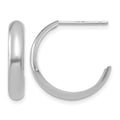 14k White Gold 3.5x17mm Polished J-Hoop Post Earrings, 17 x 3.5 mm