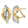 14k Two-tone Swirl Omega Back Post Earrings, 24 x 13 mm