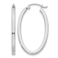 14k White Gold 2x30mm Polished Oval Tube Hoop Earrings, 30 x 2 mm, 2.13 g