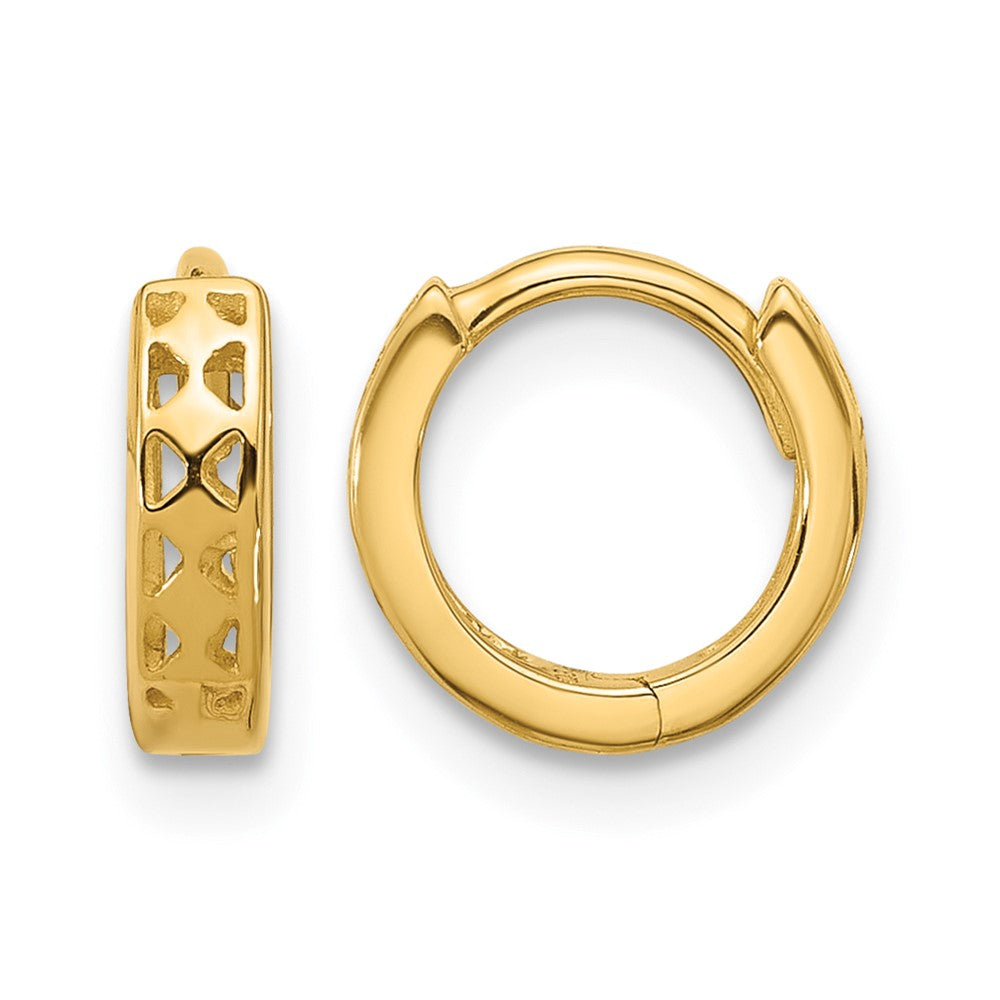 14k Cut-out Design Hinged Hoop Earrings, 8 x 2.5 mm