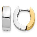 14k Two-tone Polished Hinged Hoop Earrings, 8 x 4.5 mm