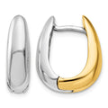 14k Two-tone U Shaped Hinged Hoop Earrings, 8 x 5 mm
