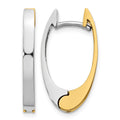 14k Two-tone V Shaped Hinged Hoop Earrings, 10 x 3 mm