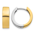 14k Two-tone Round Hinged Hoop Earrings, 11 x 4.5 mm
