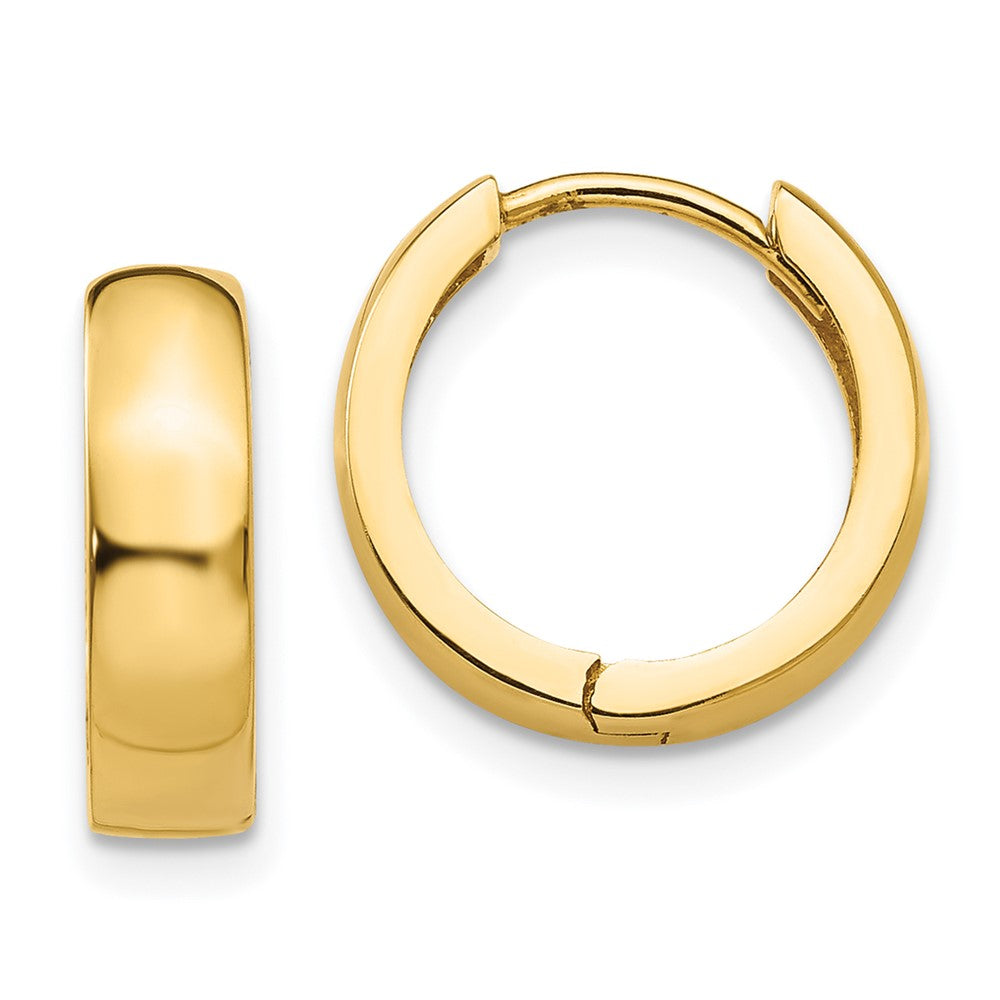 14k Round Hinged Hoop Earrings, 13.5 x 3 mm