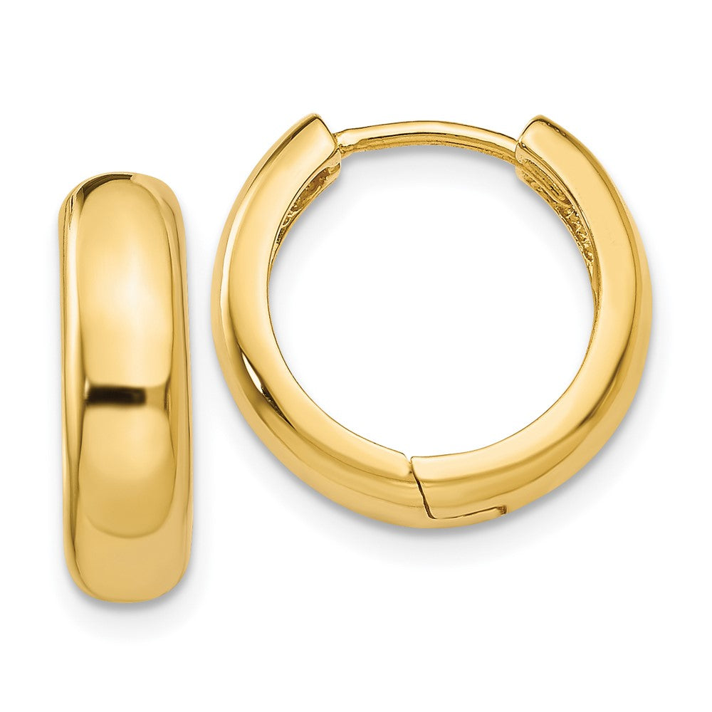 14k Round Hinged Hoop Earrings, 15 x 4 mm