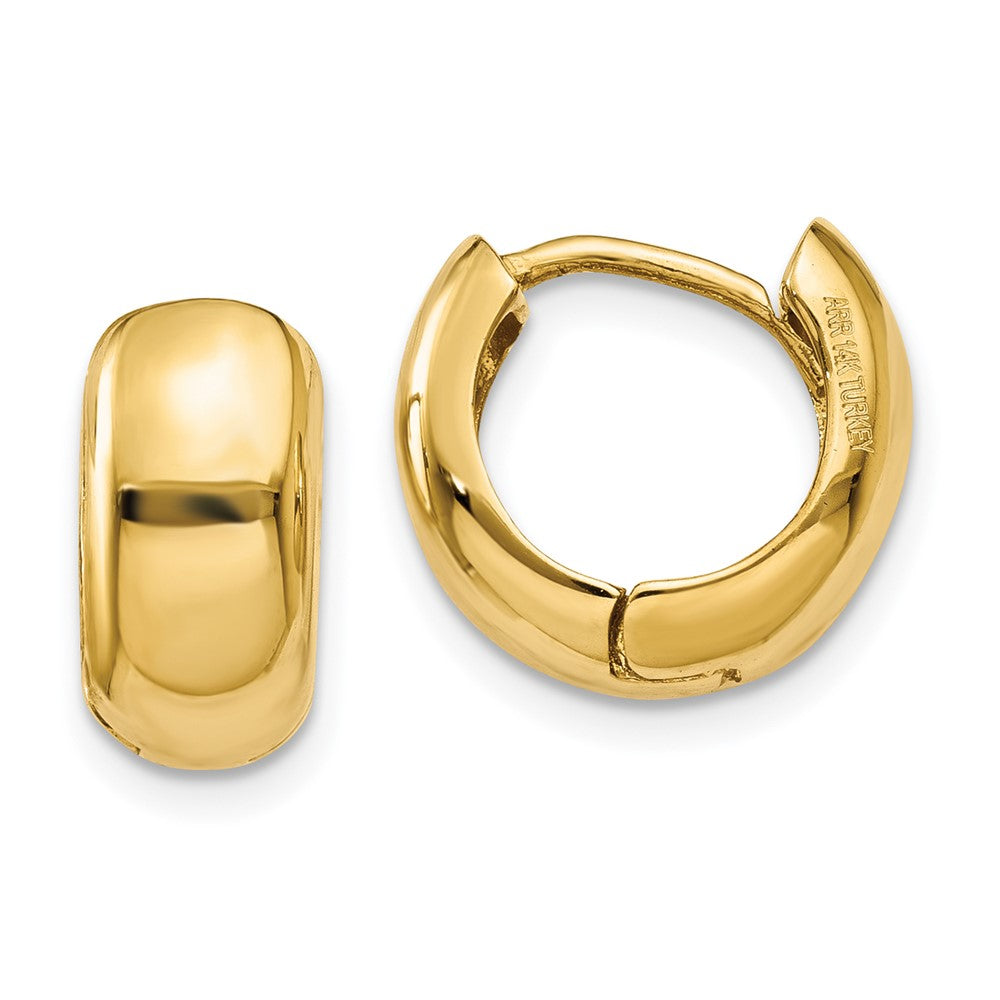 14K Hinged Hoop Earrings, 7 x 6 mm