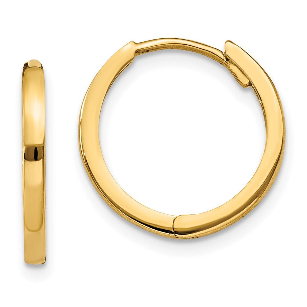 14k Round Hinged Hoop Earrings, 11 x 1.75 mm