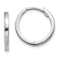 14k White Gold Round Hinged Earrings, 11 x 1.75 mm