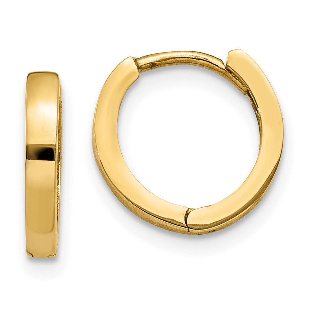14k Round Hinged Hoop Earrings, 8 x 2 mm