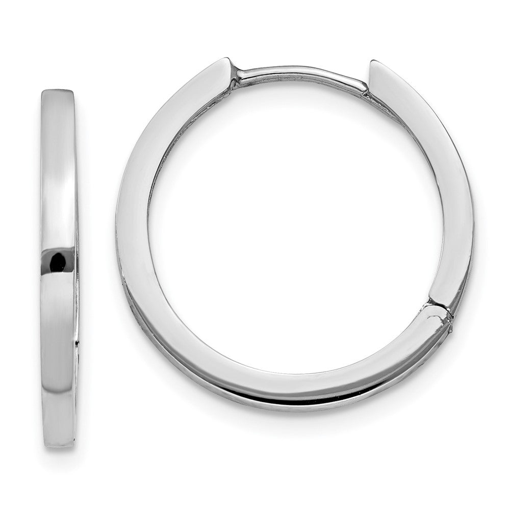 14K White Gold Hinged Hoop Earrings, 18 x 2 mm