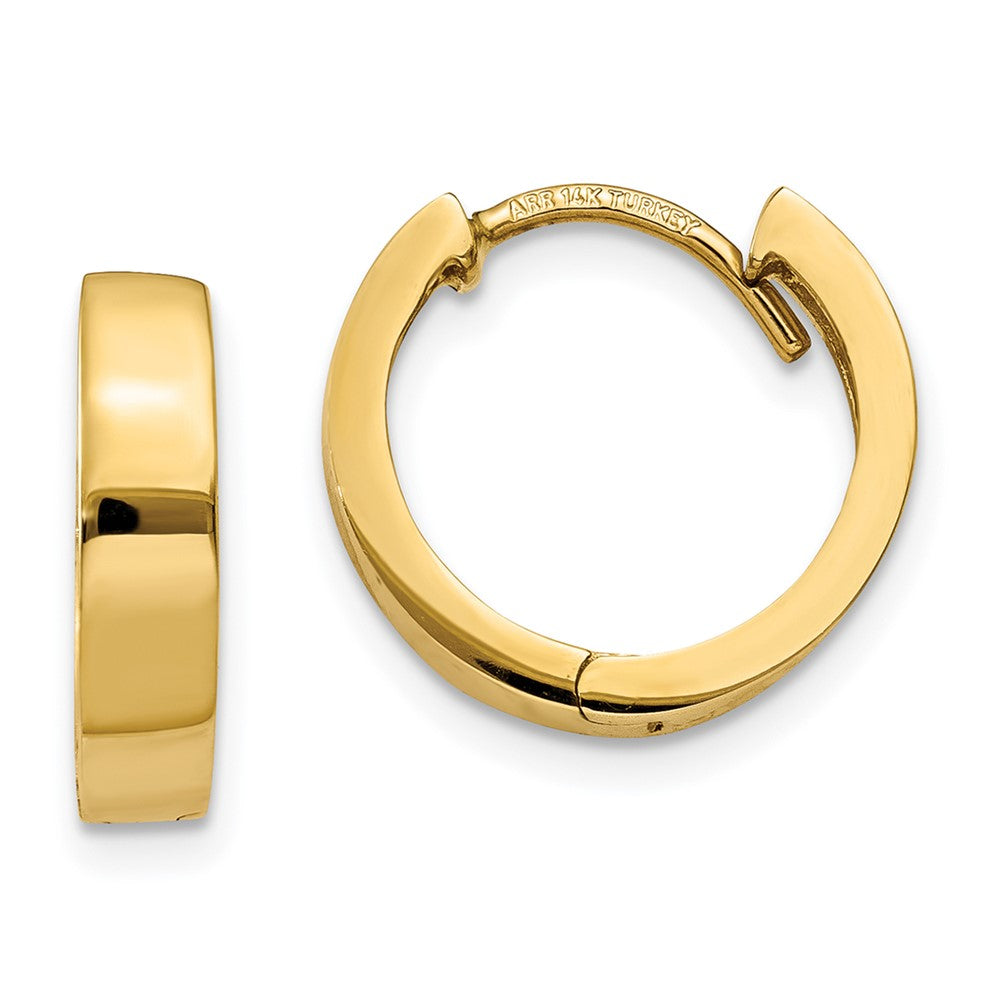 14k Round Hinged 2.5mm Hoop Earrings, 13 x 2.5 mm