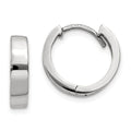 14k White Gold Round Hinged Hoop Earrings, 13 x 3 mm