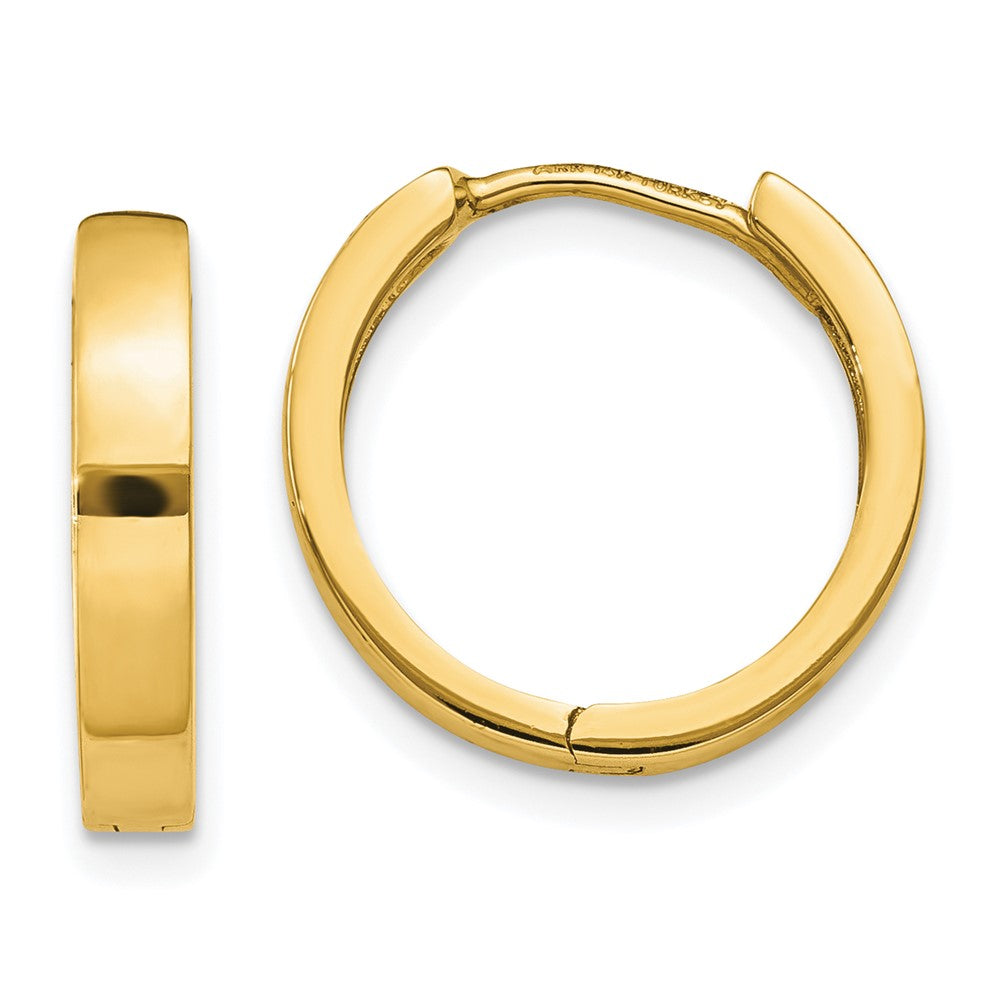 14k Round Hinged Hoop Earrings, 14.5 x 2 mm