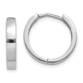 14k White Gold Round Hinged Hoop Earrings, 14.5 x 2 mm