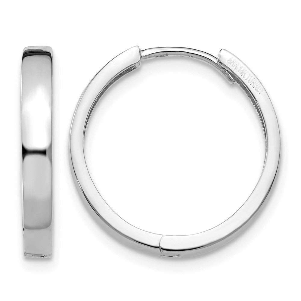 14k White Gold Hinged Earrings, 18 x 3 mm