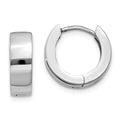 14K White Gold Hinged Hoop Earrings, 13 x 4.5 mm