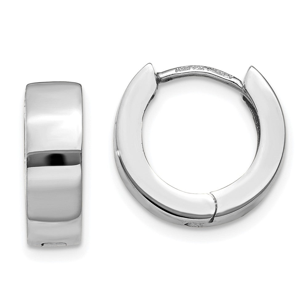 14K White Gold Hinged Hoop Earrings, 13 x 4.5 mm