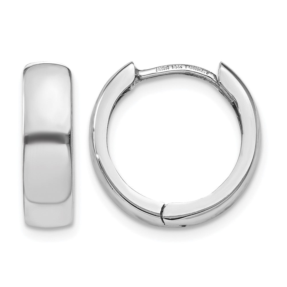 14k White Gold Hinged Earrings, 11 x 4 mm