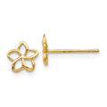14k Cut-out Plumeria Post Earrings, 7 x 7 mm