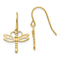 14k Polished Dragonfly Dangle French Hook Earrings, 26 x 16 mm
