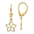 14k Polished Cut Out Flower Lever Back Earrings, 28 x 12 mm