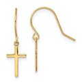 14k Cross Dangle French Hook Earrings, 22 x 6.6 mm
