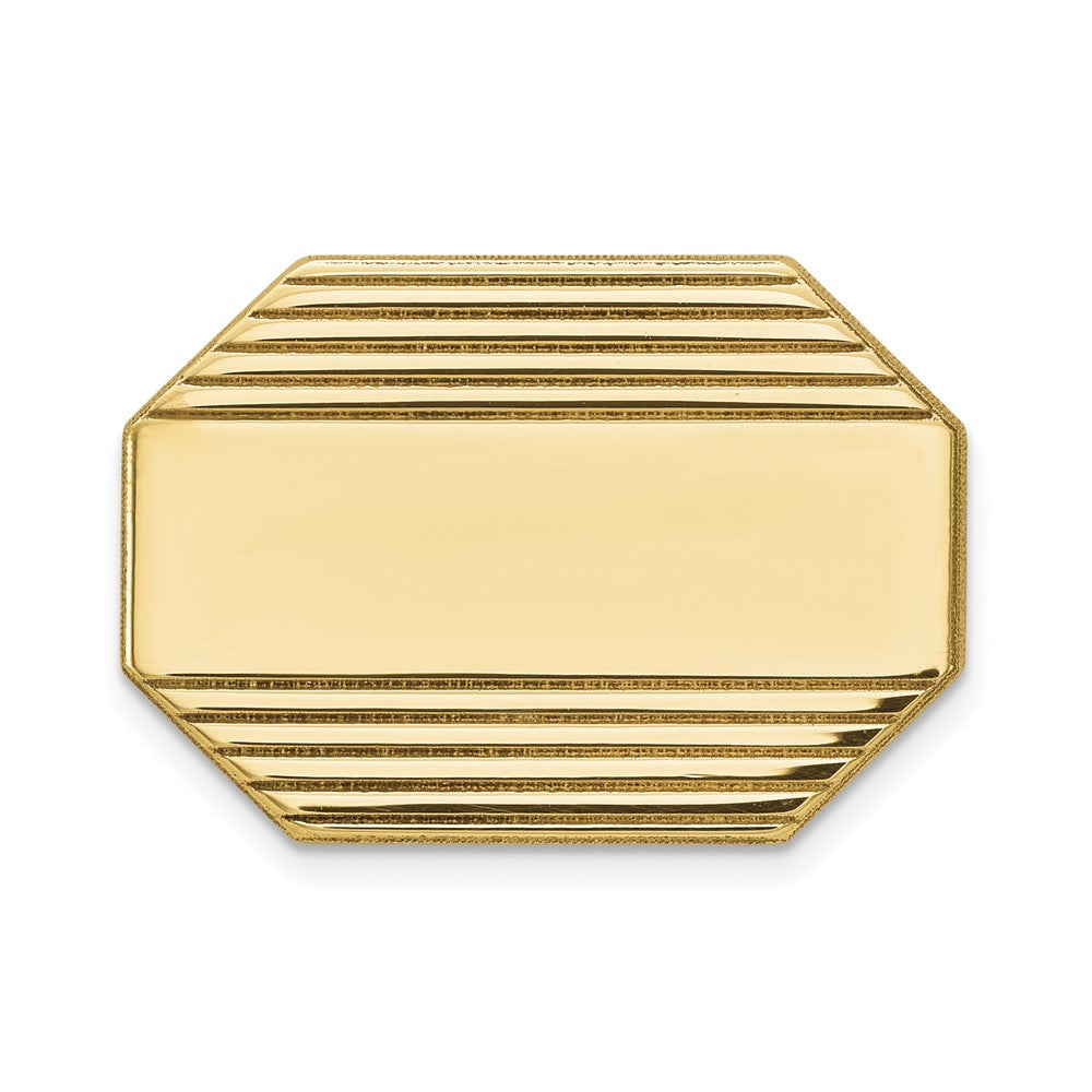 14k Mens Rectangular Octagon with Line Design Tie Tac