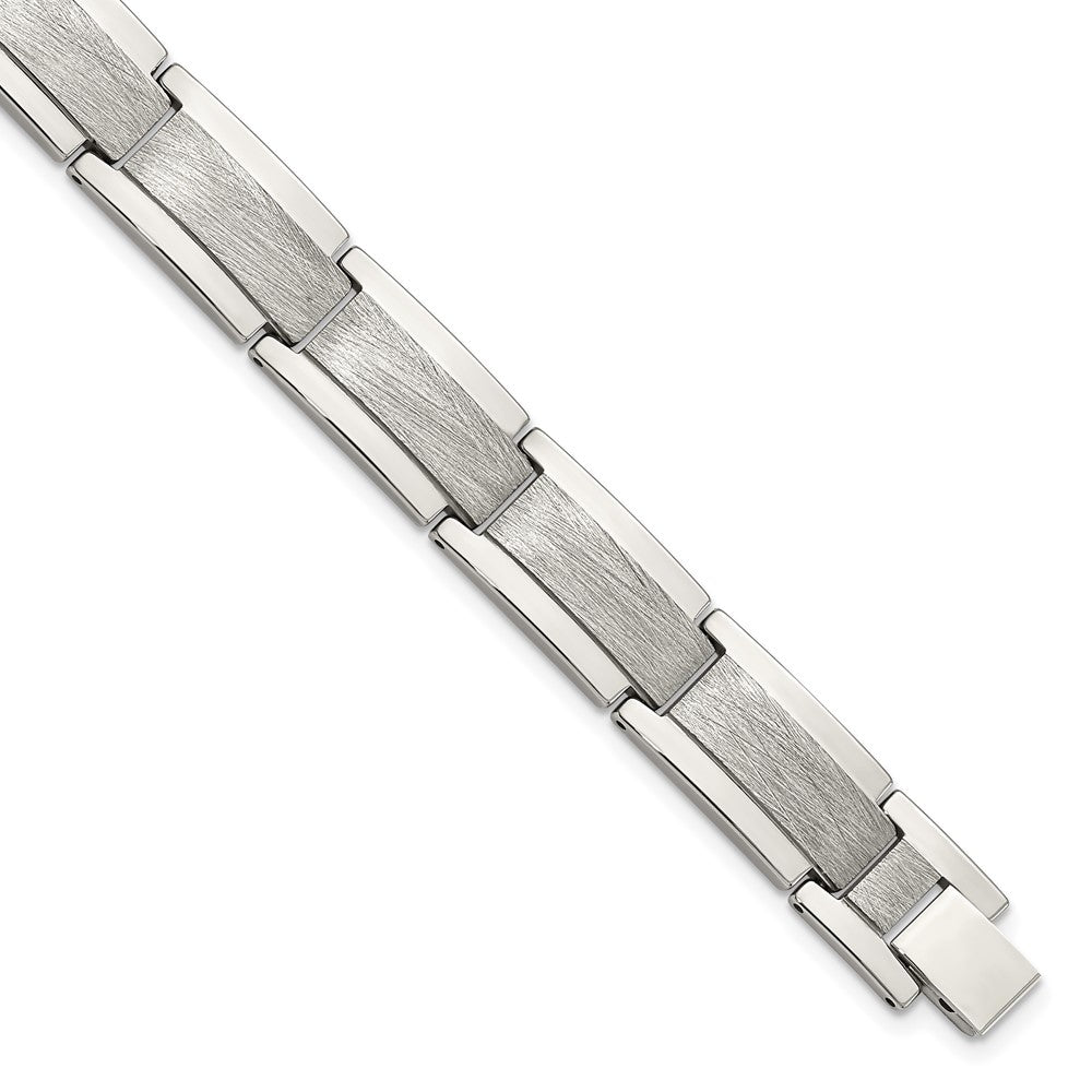 Chisel Tungsten Polished and Satin 8.25 inch Bracelet, 8.5 x 12.5 mm