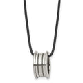 Tungsten Polished Leather Cord 18in Necklace, 18 mm