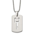 Chisel Tungsten Polished Dog Tag with Key Cut-out 22 inch Necklace, 22 x 20 mm