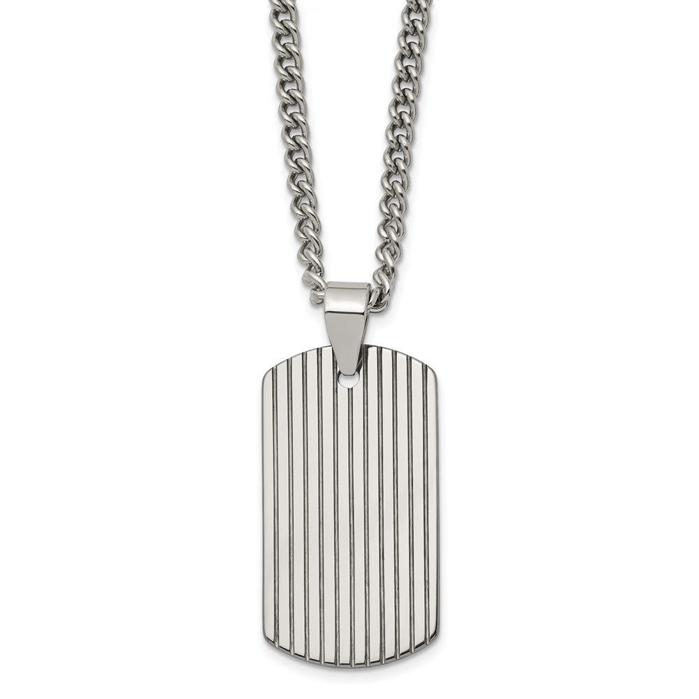 Chisel Tungsten Polished Dog Tag 22 inch Necklace, 22 x 23.71 mm