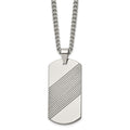Chisel Tungsten Textured and Polished Dog Tag 24 inch Necklace, 24 x 25.6 mm