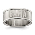 UNIV OF ALABAMA STAINLESS STEEL LOGO BAND RING SIZE 7, 0.7 x 0.3 mm