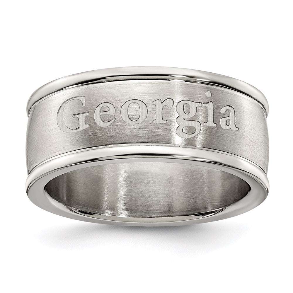 UNIV OF GEORGIA STAINLESS STEEL LOGO BAND RING SIZE 6, 0.7 x 0.3 mm