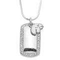 Sterling Silver University of Iowa Polished Logo CZ Dogtag Necklace, 18 x 14.4 mm