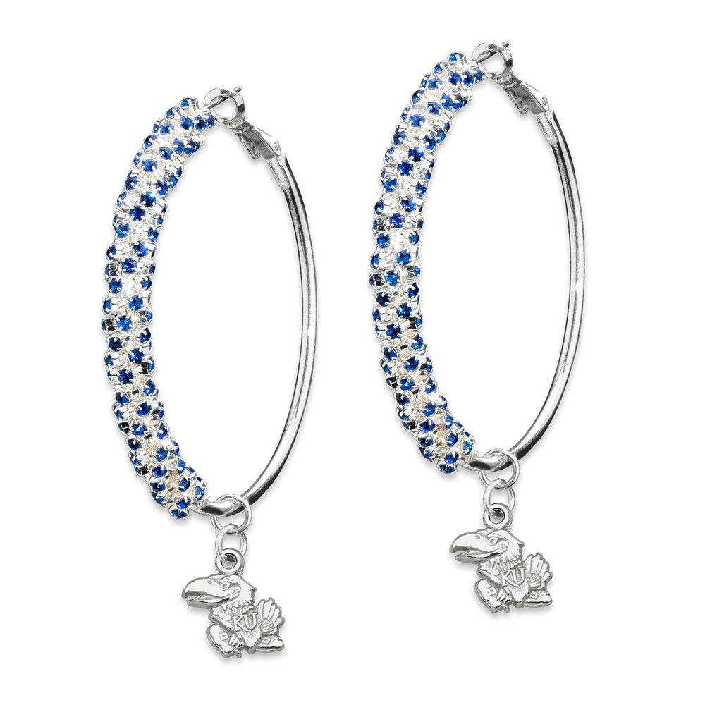 UNIV OF KANSAS AMPED LOGO CRYSTAL EARRINGS