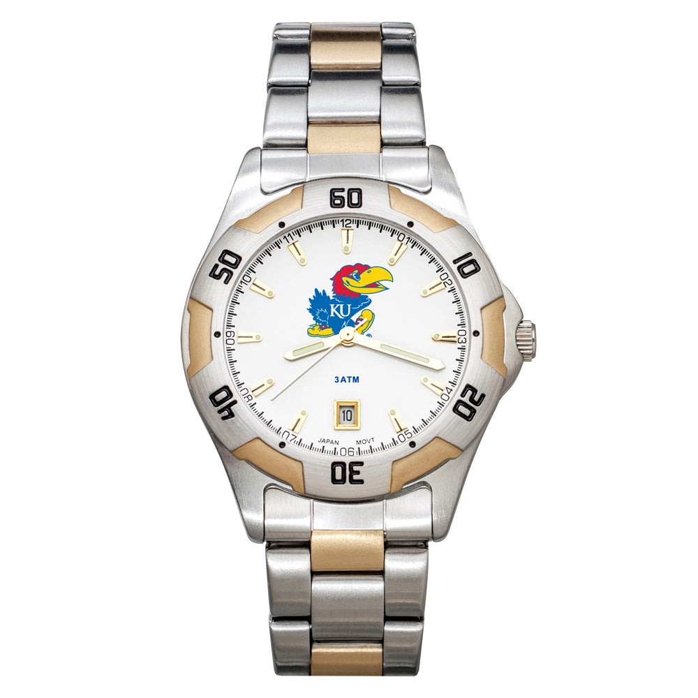 UNIV OF KANSAS ALL-PRO MEN'S TWO-TONE WATCH W/BRACELET