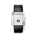 University of Michigan Chrome Glamour Leather Strap Watch