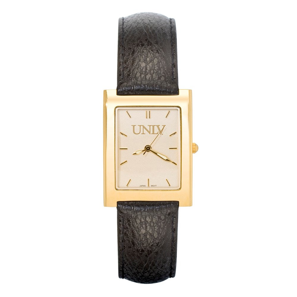 UNIV OF NEVADA LV UNLV MAN'S SQ DRESS LEA WATCH