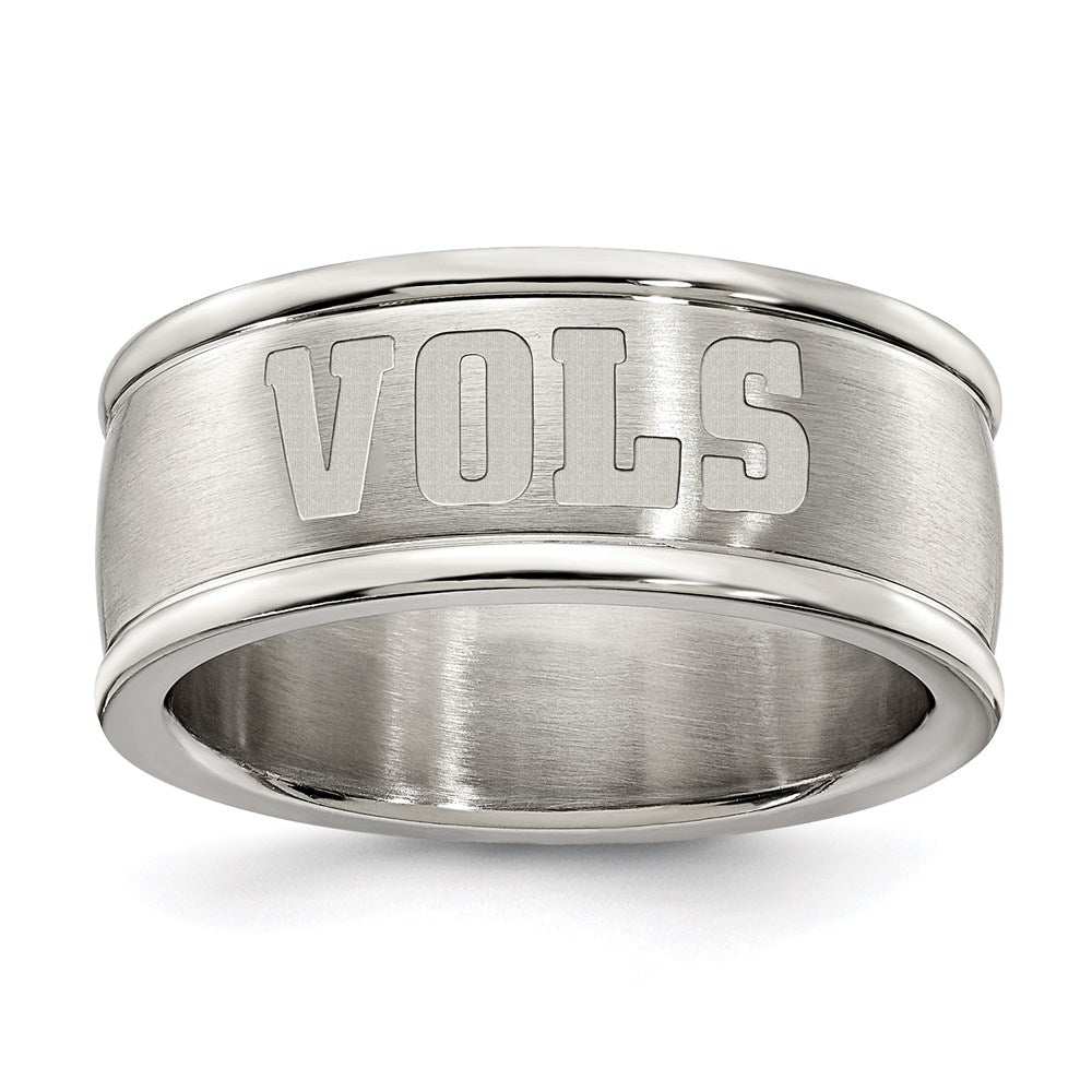 UNIV OF TENNESSEE STAINLESS STEEL LOGO BAND RING SIZE 7, 0.7 x 0.3 mm