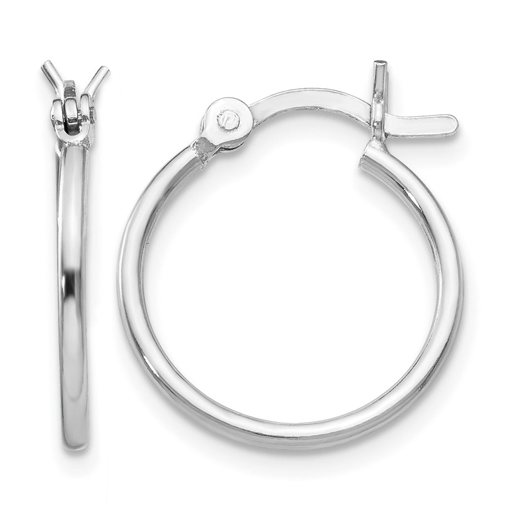 Sterling Silver Rhodium-plated Polished Hinged Hoop Earrings, 16 x 3 mm