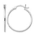 Sterling Silver Rhodium-plated Polished Hinged Hoop Earrings, 27 x 2 mm