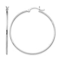 Sterling Silver Rhodium-plated Polished Hinged Hoop Earrings, 41 x 2 mm