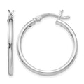 Sterling Silver Rhodium-plated Polished Hinged Hoop Earrings, 25 x 3 mm