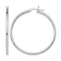 Sterling Silver Rhodium-plated Polished Hinged Hoop Earrings, 40 x 2 mm